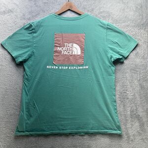 The North Face Shirt Mens Large Green Box Logo Never Stop Exploring Graphic Tee